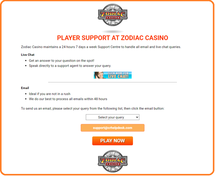 Zodiac Casino: Around-the-Clock Customer Support – Help Always at Hand!